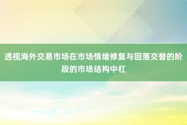 透视海外交易市场在市场情绪修复与回落交替的阶段的市场结构中杠