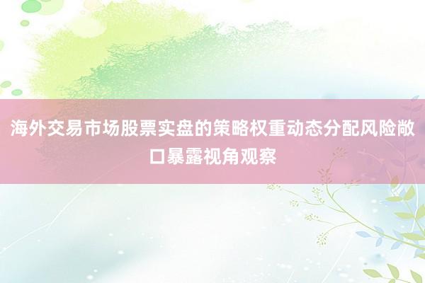 海外交易市场股票实盘的策略权重动态分配风险敞口暴露视角观察