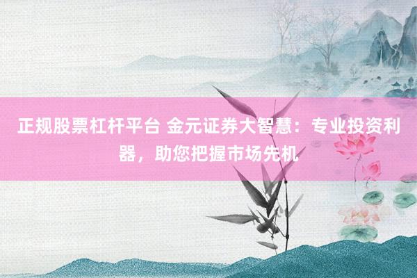 正规股票杠杆平台 金元证券大智慧：专业投资利器，助您把握市场先机
