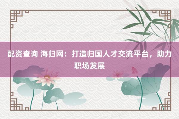 配资查询 海归网：打造归国人才交流平台，助力职场发展