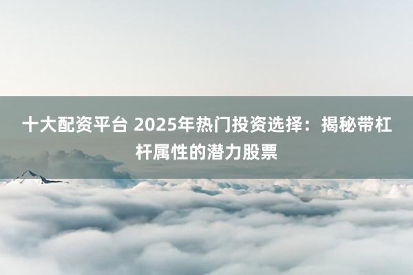 十大配资平台 2025年热门投资选择：揭秘带杠杆属性的潜力股票
